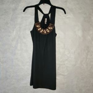 Lster Tee Shirt Dress Wood Beaded Embellishments